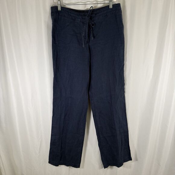 Tommy Bahama 100% Linen Pants Women's 4 Blue Lightweight Drawstring - Picture 1 of 9